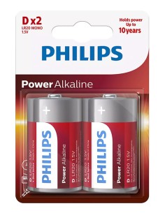 PHILIPS Power αλκαλικές μπαταρίες LR20P2B/10, Mono D LR20...