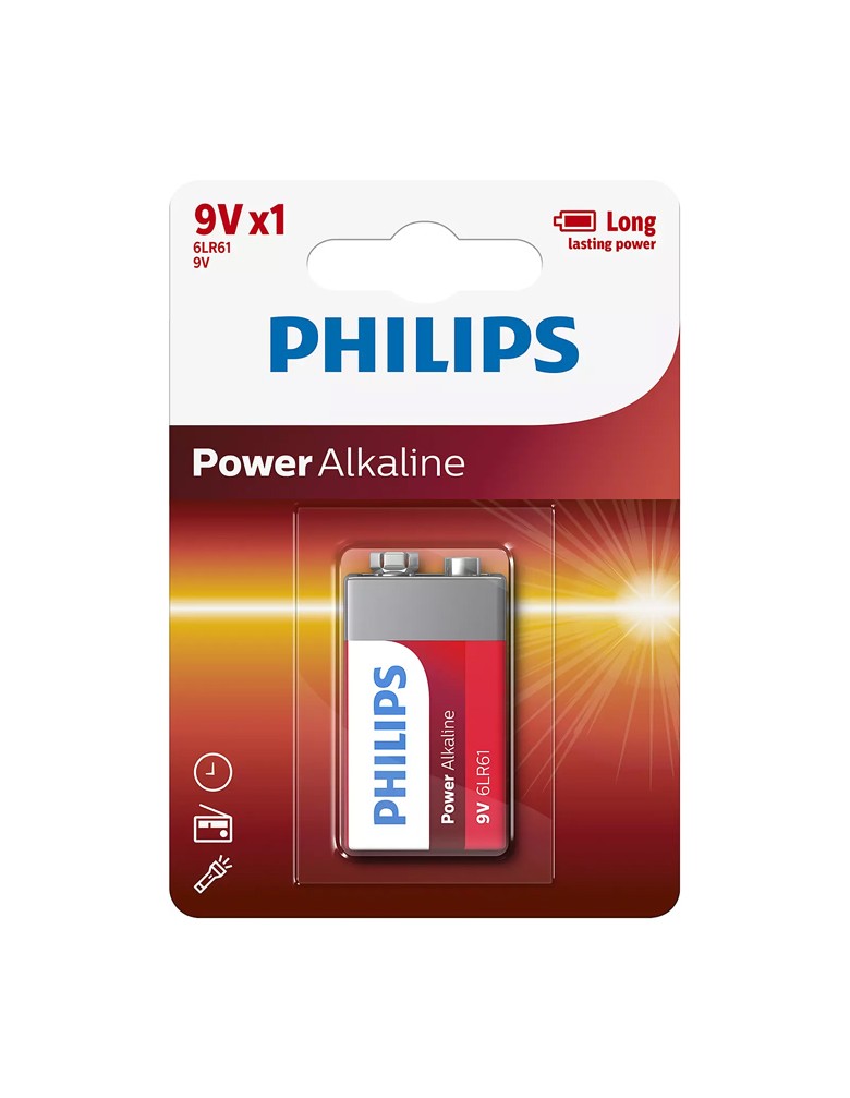 PHILIPS Power αλκαλικές μπαταρίες 6LR61P1B/10, 6LR61 9V, 1τμχ