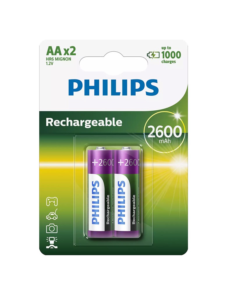 PHILIPS επαναφορτιζόμενη μπαταρία R6B2A260 2600mAh, AA HR6 Mignon, 2τμχ