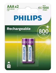 PHILIPS επαναφορτιζόμενη μπαταρία R03B2A80 800mAh, AAA...