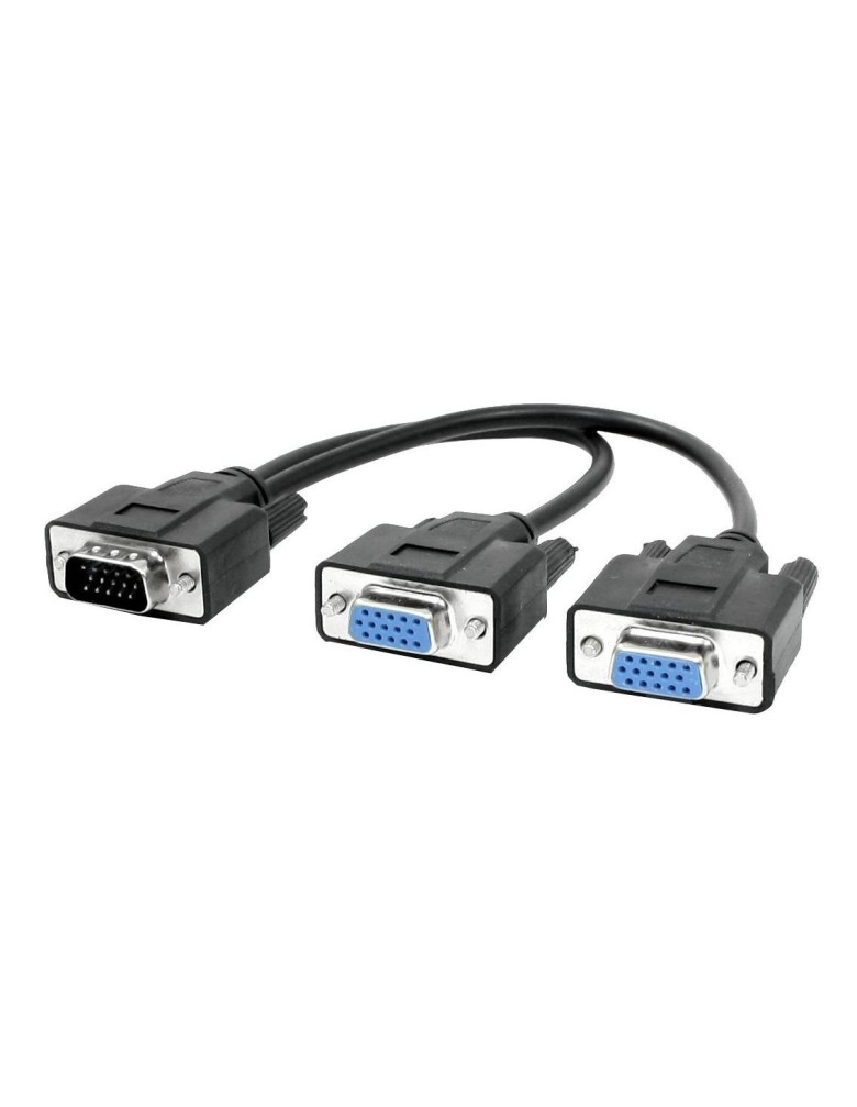 POWERTECH splitter VGA 15pin HD Male σε 2x Female, 0.2m, μαύρο