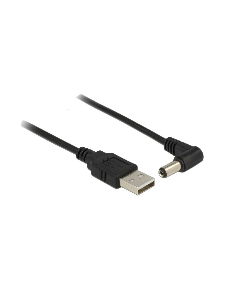 DELOCK καλώδιο USB σε DC 5.5 x 2.1mm 83578, γωνιακό, 1.5m, μαύρο