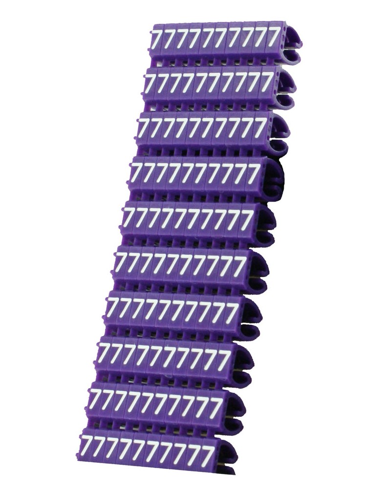 POWERTECH Clip αρίθμησης καλωδίου Νο 7, Purple, 10τεμ.