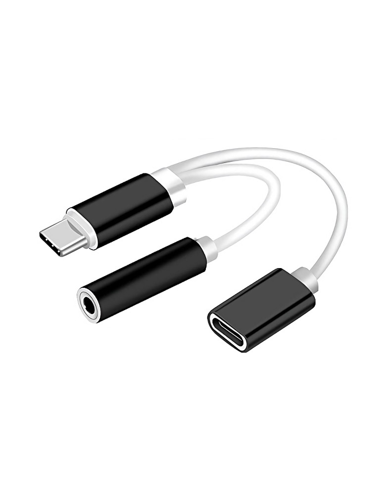 POWERTECH αντάπτορας USB-C σε USB-C & 3.5mm θηλυκό CAB-UC030, λευκός