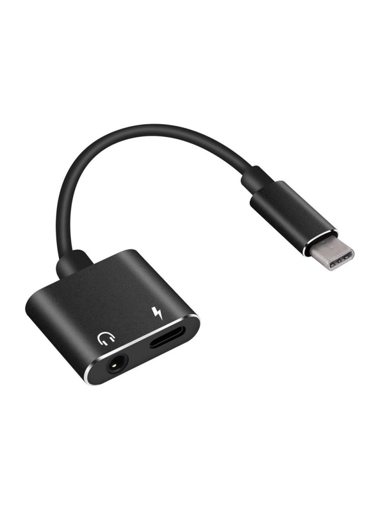 POWERTECH αντάπτορας USB-C σε USB-C & 3.5mm θηλυκό CAB-UC031, μαύρος