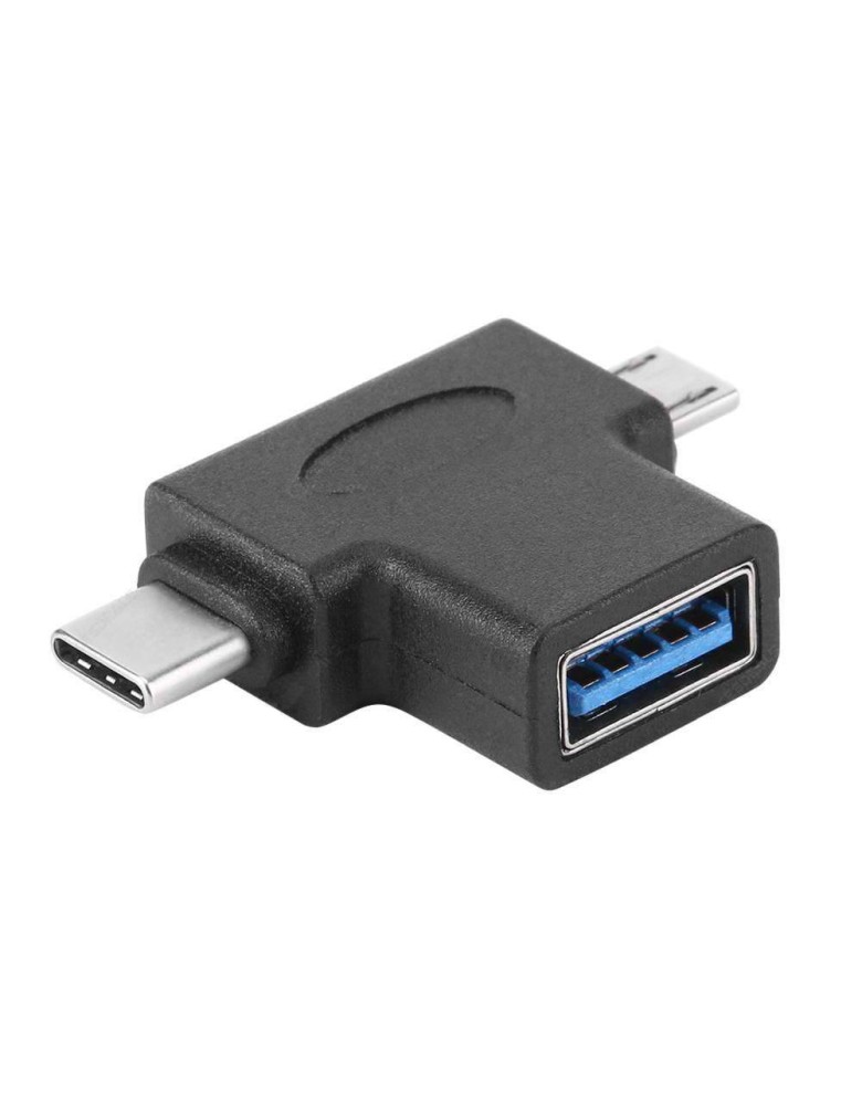 POWERTECH αντάπτορας USB σε USB-C & Micro USB CAB-U117, 5Gbps, μαύρος