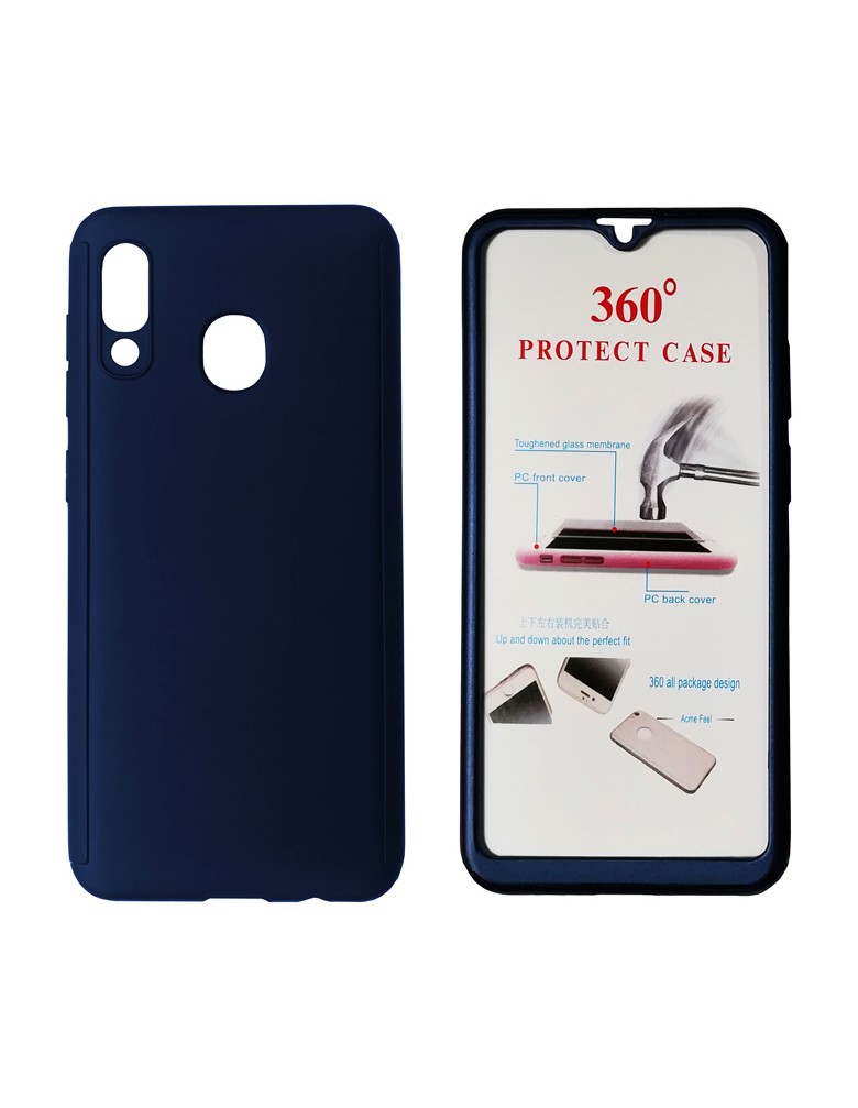 POWERTECH Θήκη Body 360° με Tempered Glass για Samsung A20, μπλε