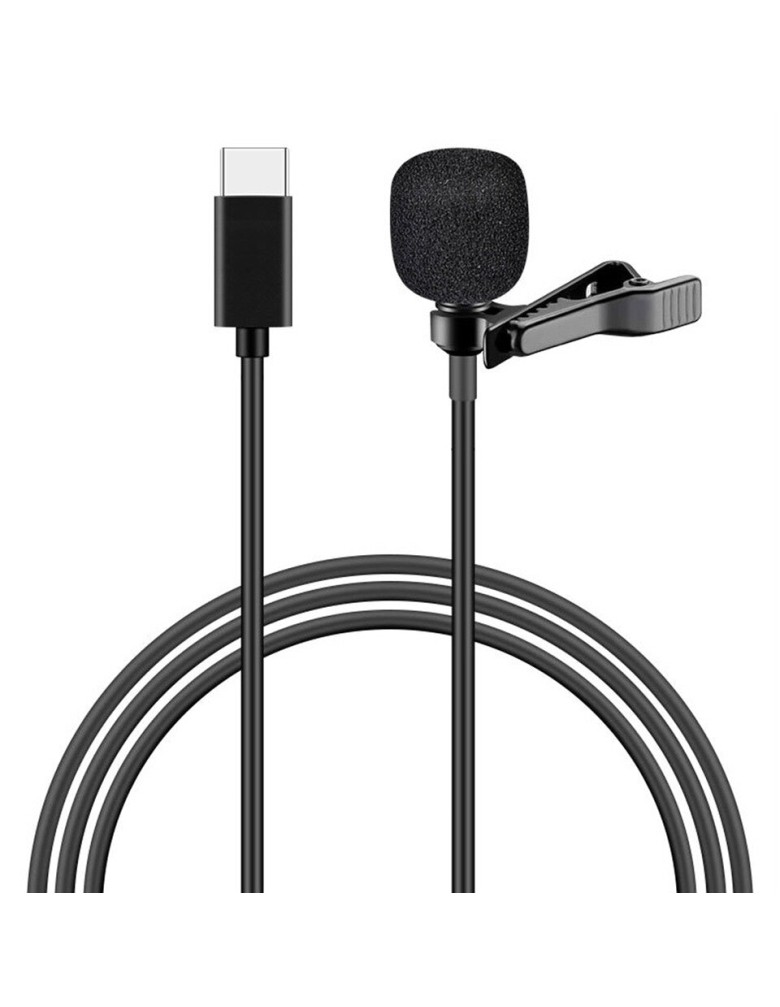 POWERTECH μικρόφωνο CAB-UC048 με ενσωματωμένο clip-on, USB-C, 1.5m μαύρο