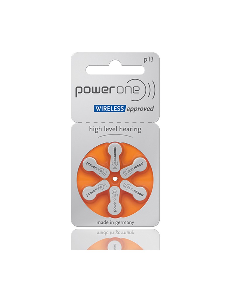 POWER ONE μπαταρίες ακουστικών βαρηκοΐας P13, mercury free, 1.45V, 6τμχ