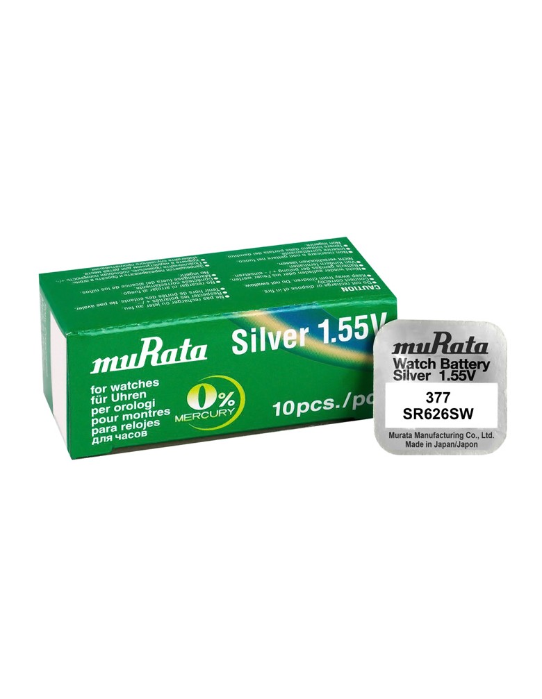 MURATA μπαταρία Silver Oxide για ρολόγια SR626SW, 1.55V, No 377, 10τμχ