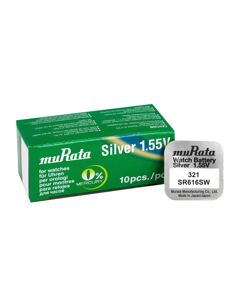 MURATA μπαταρία Silver Oxide για ρολόγια SR616SW, 1.55V, No 321, 10τμχ