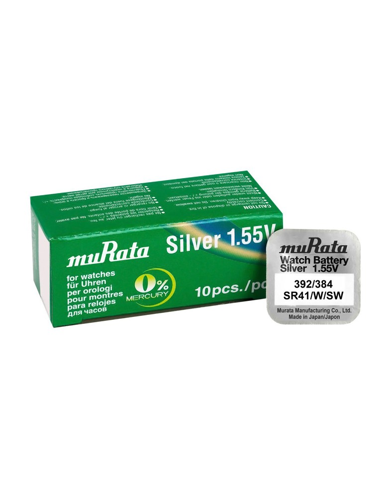 MURATA μπαταρία Silver Oxide για ρολόγια SR41, 1.55V, No 392/384, 10τμχ