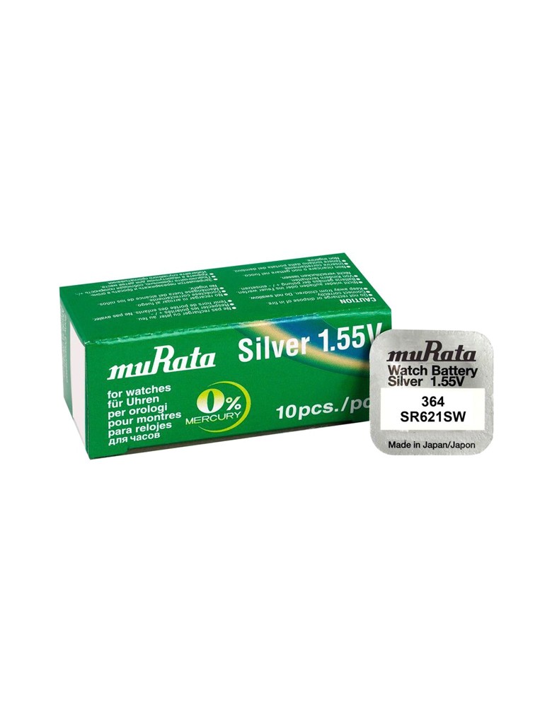 MURATA μπαταρία Silver Oxide για ρολόγια SR621SW, 1.55V, No 364, 10τμχ