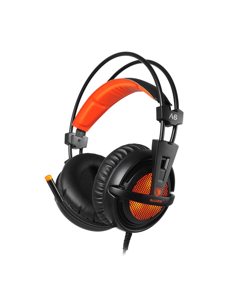 SADES Gaming Headset A6, multiplatform, USB, LED, μαύρα