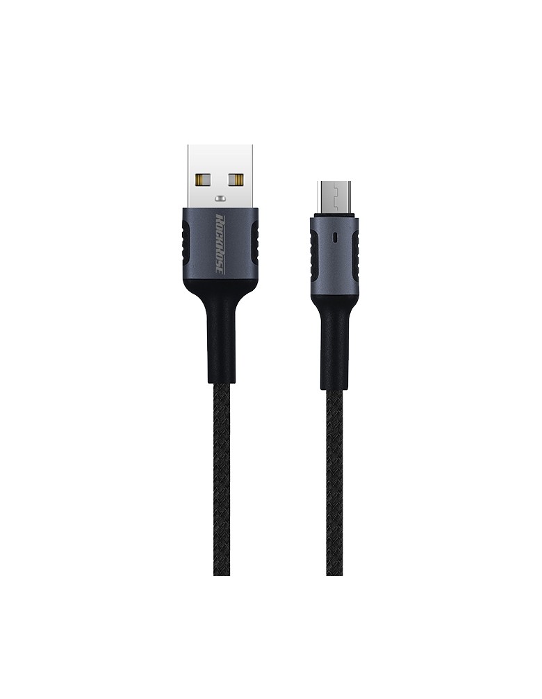 ROCKROSE καλώδιο USB σε Micro USB Armour AM, 2.4A 12W, 1m, μαύρο-μπλε