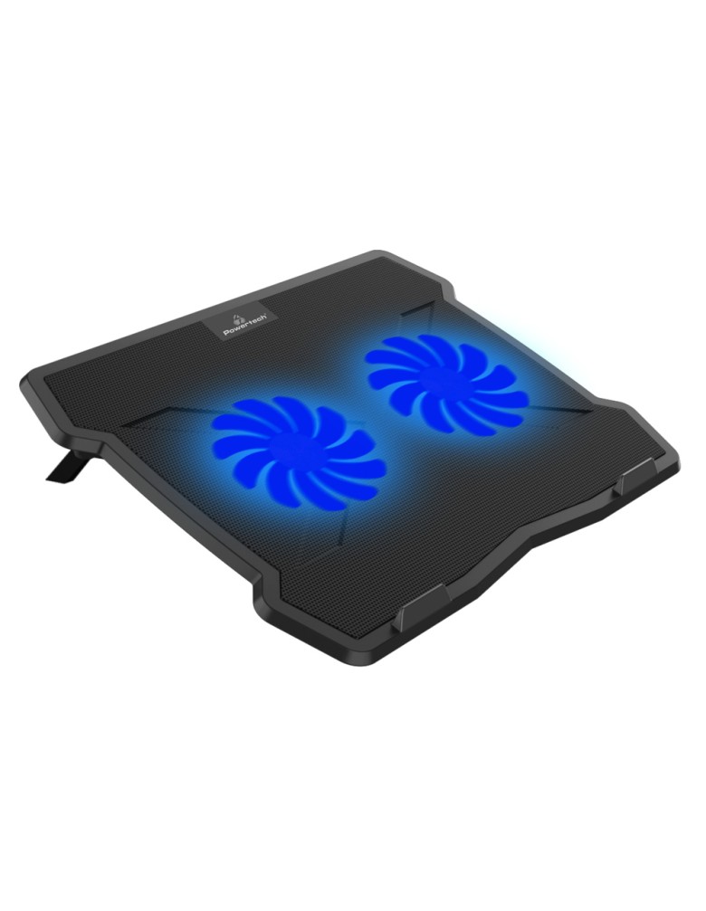 POWERTECH Βάση & ψύξη laptop PT-930, έως 15.6", 2x 125mm fan, LED, μαύρο