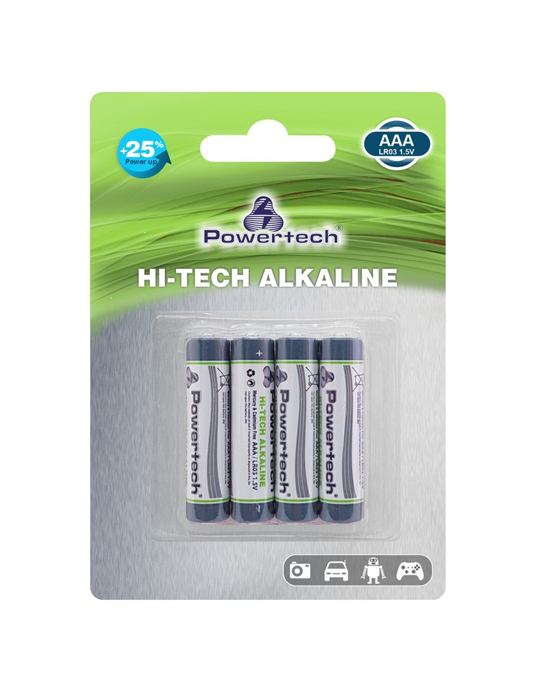 POWERTECH Hi-Tech Αλκαλικές μπαταρίες PT-944, AAA LR03 1.5V, 4τμχ