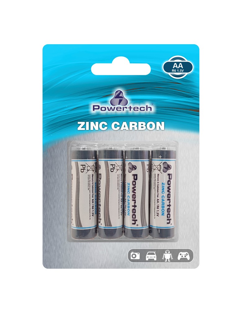 POWERTECH Zinc Carbon μπαταρίες PT-949, AA R6 1.5V, 4τμχ