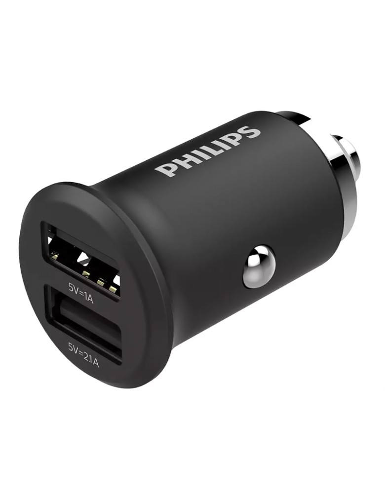 PHILIPS φορτιστής αυτοκινήτου DLP2520-00, 2x USB, 3.1A 15.5W, μαύρος