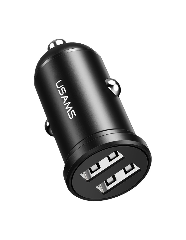 USAMS φορτιστής αυτοκινήτου C20, 2x USB, 2.4A, μαύρο