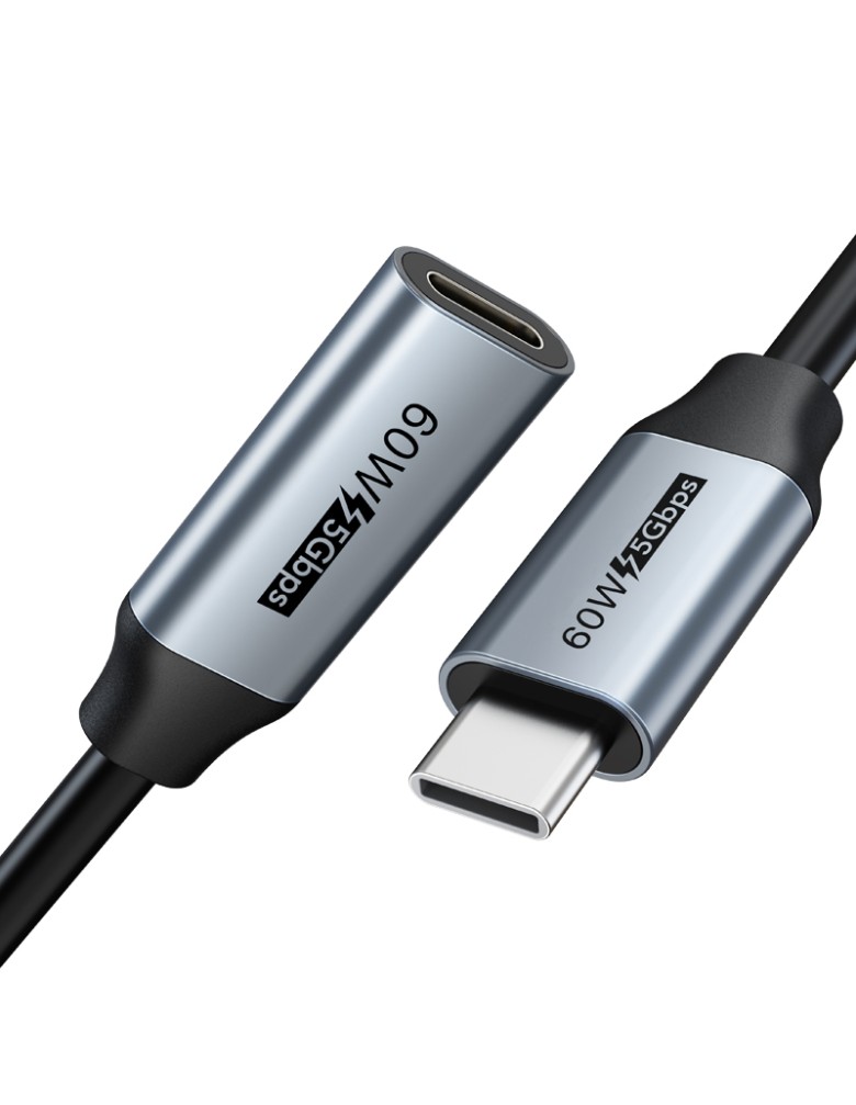 CABLETIME καλώδιο προέκτασης USB-C CMCF60, 60W, 5Gbps, 4K, 0.5m, μαύρο