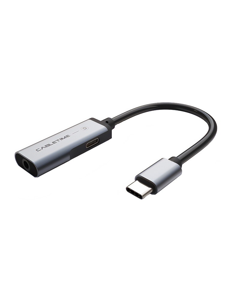 CABLETIME αντάπτορας USB-C σε USB-C & 3.5mm CT-CMACD, γκρι