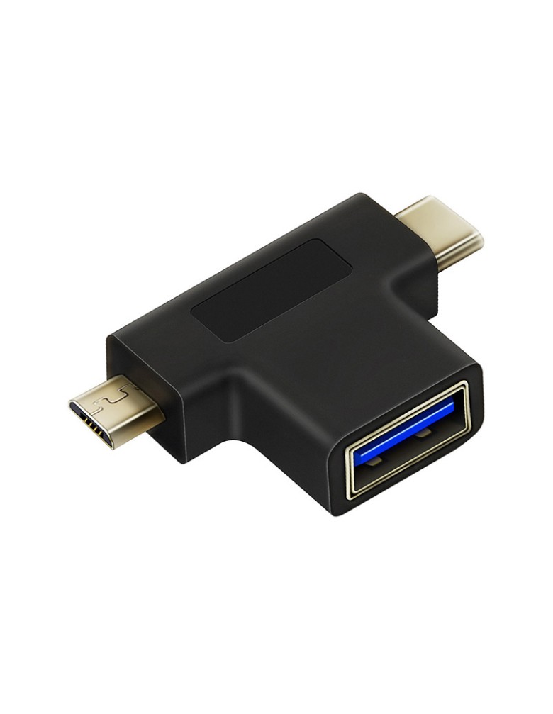 CABLETIME αντάπτορας USB σε USB-C & micro USB CT-3IN1-AB, 5Gbps, μαύρος