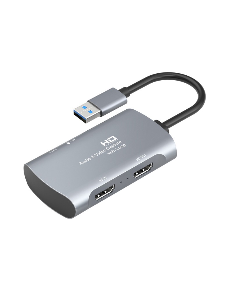 CABLETIME audio & video capture CT-HAVC-AG, HDMI/USB, loop 4K/60Hz, γκρι