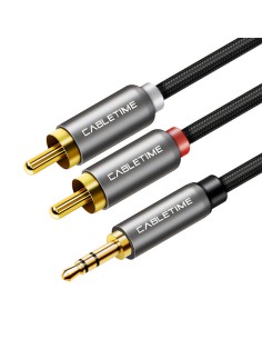 CABLETIME καλώδιο ήχου 3.5mm σε 2x RCA CT-P12G, 1.8m, μαύρο