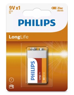 PHILIPS LongLife Zinc chloride μπαταρία 6F22L1B/10, 6F22...