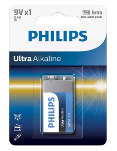 PHILIPS Ultra αλκαλική μπαταρία 6LR61E1B/10, 6LR61 9V, 1τμχ