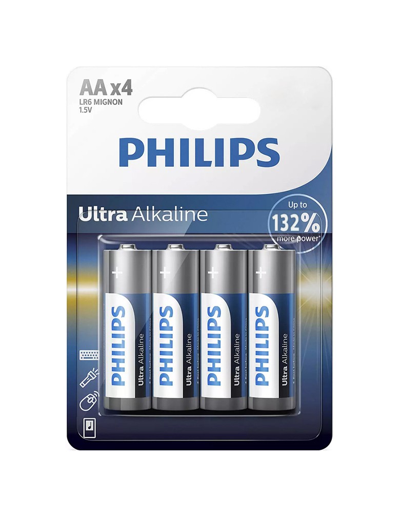 PHILIPS Ultra αλκαλικές μπαταρίες LR6E4B/10, AA LR6 1.5V, 4τμχ