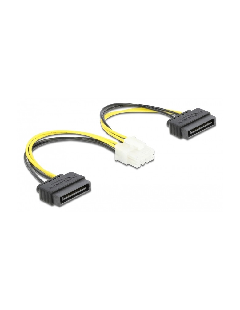 DELOCK καλώδιο EPS 8pin σε 2x SATA 15pin 83020, 15cm