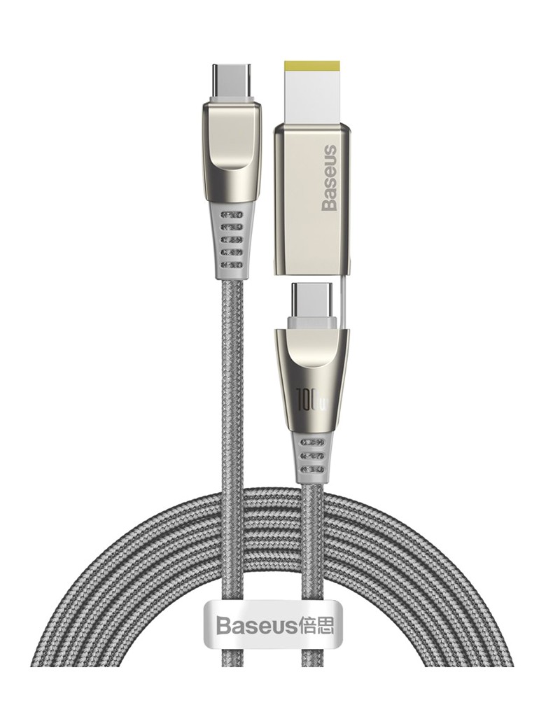 BASEUS καλώδιο Type-C σε Type-C & DC CA1T2-B0G, 100W, 5A, 2m, γκρι