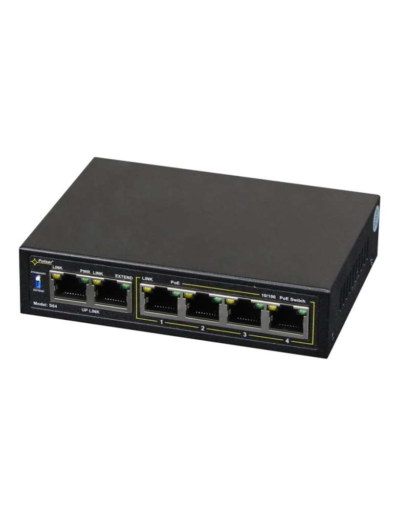 PULSAR PoE Ethernet Switch S64, 6x ports 10/100Mb/s