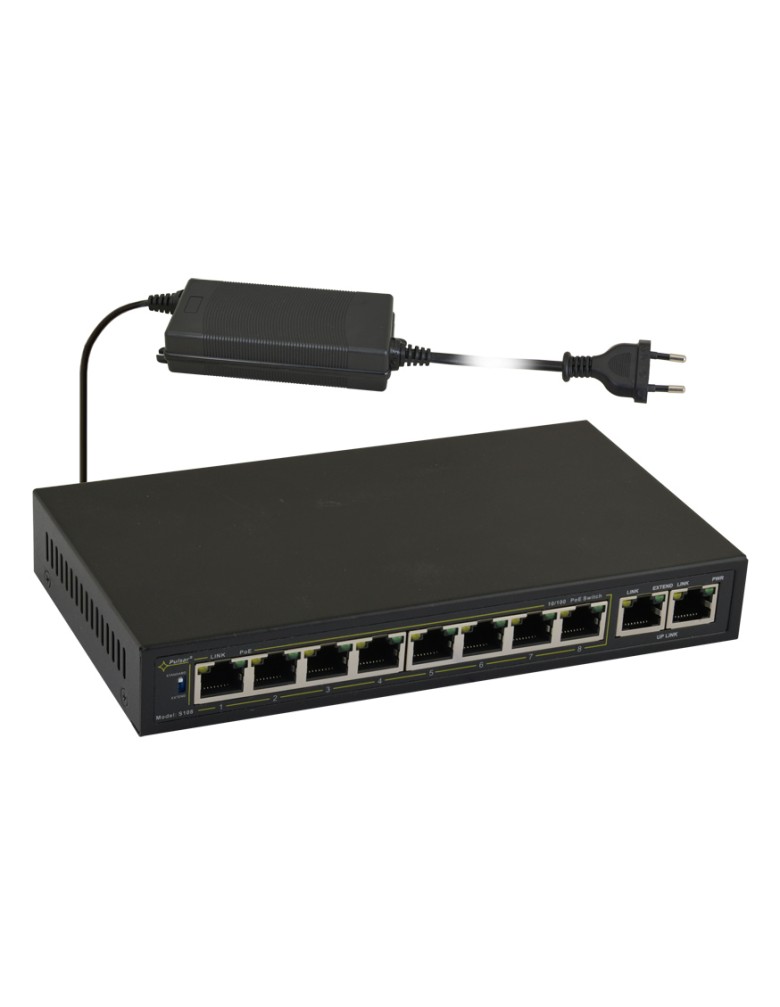 PULSAR PoE Ethernet Switch S108-90W, 10x ports 10/100Mb/s