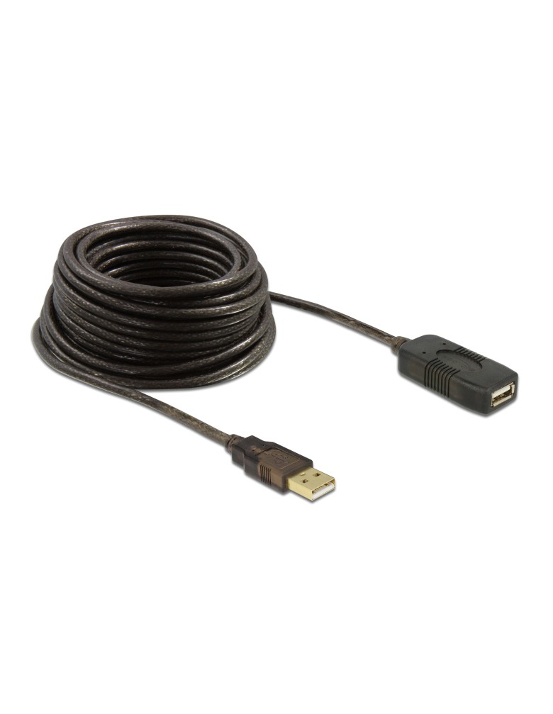 DELOCK καλώδιο USB 2.0 αρσενικό σε θηλυκό 82446, active, 10m, μαύρο