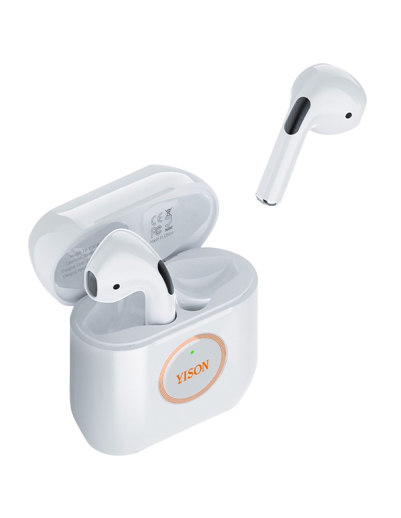 YISON earphones με θήκη φόρτισης T8, True Wireless, Φ13mm, λευκά