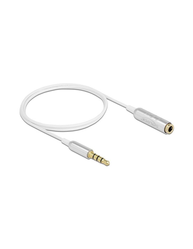 DELOCK καλώδιο 3.5mm αρσενικό σε θηλυκό 66072, CTIA, 32AWG, 0.5m, λευκό