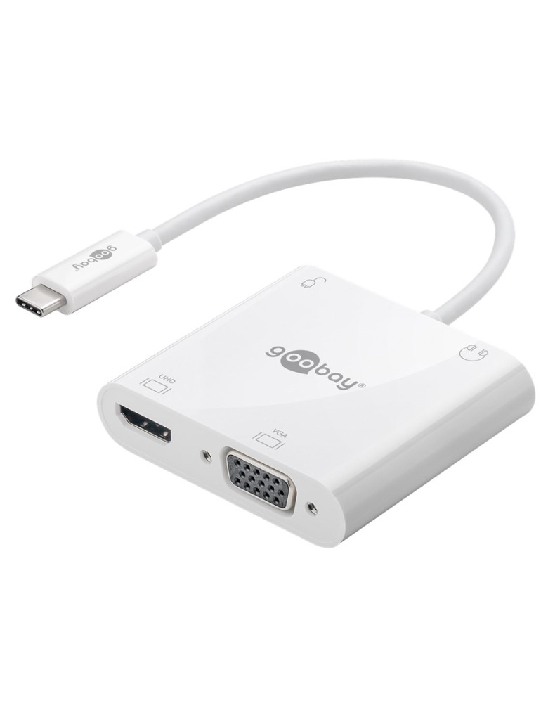 GOOBAY docking station 52418, 4 θυρών, USB-C σύνδεση, 100W PD, 4K, λευκό