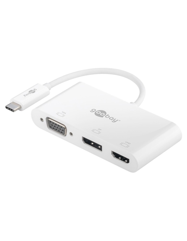 GOOBAY αντάπτορας USB-C σε HDMI/DisplayPort/VGA 52412, 4K/60Hz, λευκός