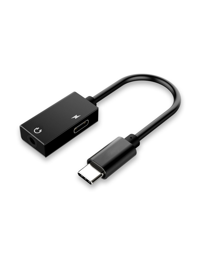 POWERTECH αντάπτορας USB-C σε USB-C & 3.5mm CAB-UC053, μαύρος