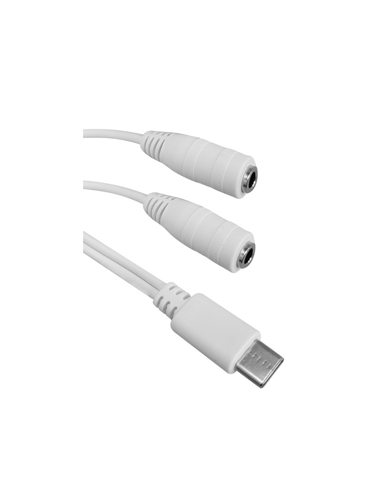 POWERTECH καλώδιο USB-C σε 2x 3.5mm CAB-UC055, 0.20m, λευκό