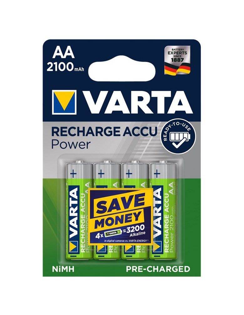 VARTA Power επαναφορτιζόμενη μπαταρία 43462, 2100mAh AA HR6 Mignon, 4τμχ