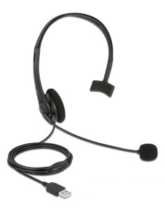 DELOCK headphones με μικρόφωνο 27177, mono, USB, volume...