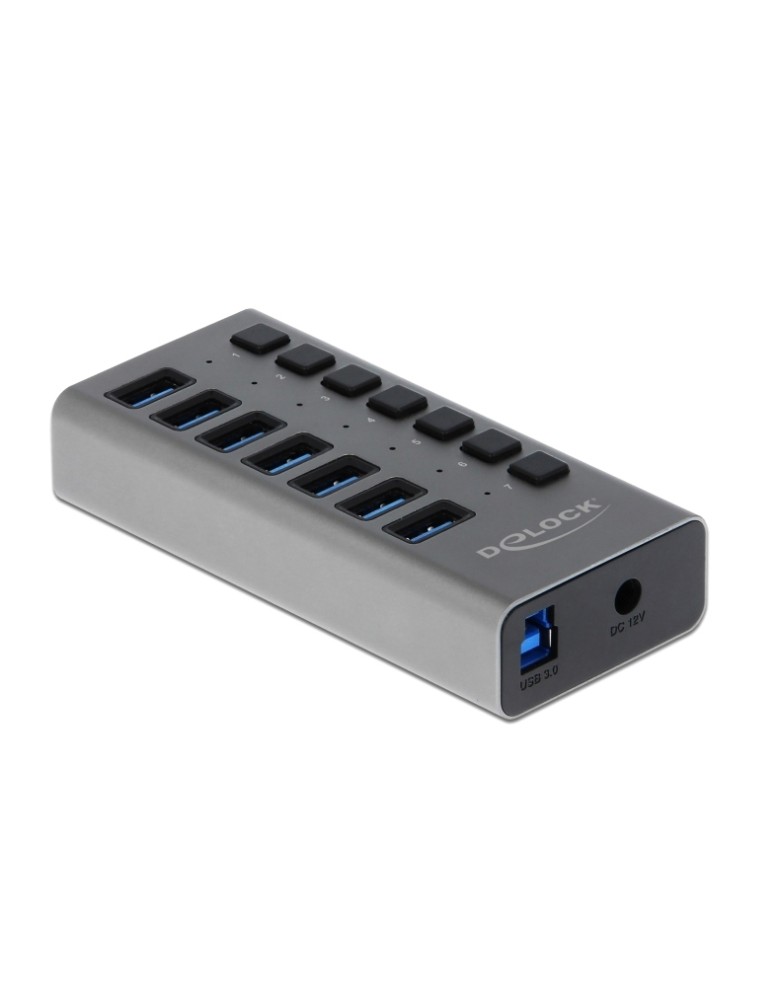 DELOCK USB hub 63669 με διακόπτες, 7x θυρών, 5Gbps, γκρι