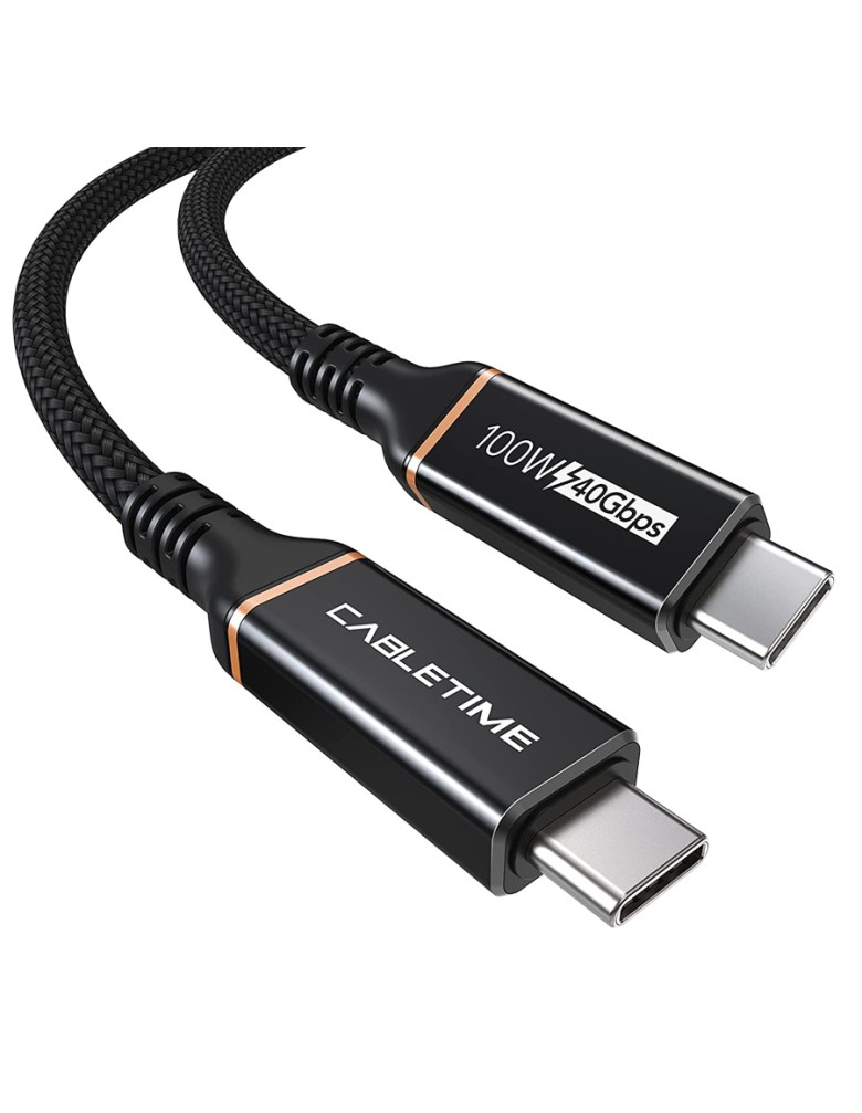 CABLETIME καλώδιο USB-C CT-USB4, 100W, 8K, 40Gbps, 1m, μαύρο