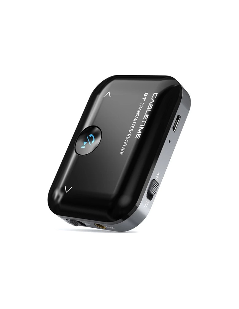 CABLETIME Bluetooth transmitter/receiver CT-BT01, BT 5.0, 450mAh, μαύρο