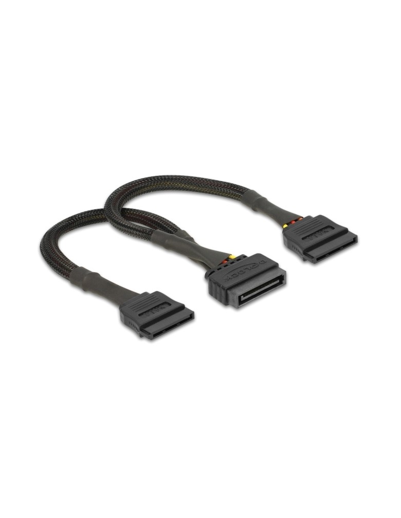 DELOCK καλώδιο SATA 15pin σε 2x SATA 15pin 60135, 0.25m, μαύρο