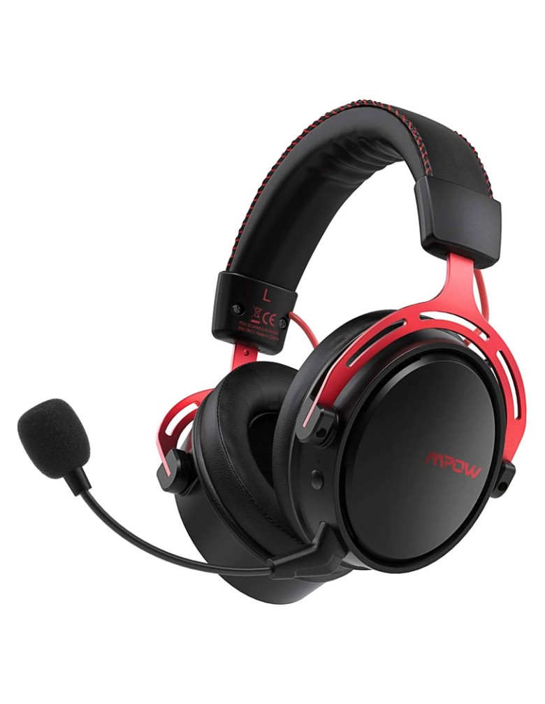 MPOW gaming headset Air 2.4GHz, wireless & wired, mic, μαύρο-κόκκινο